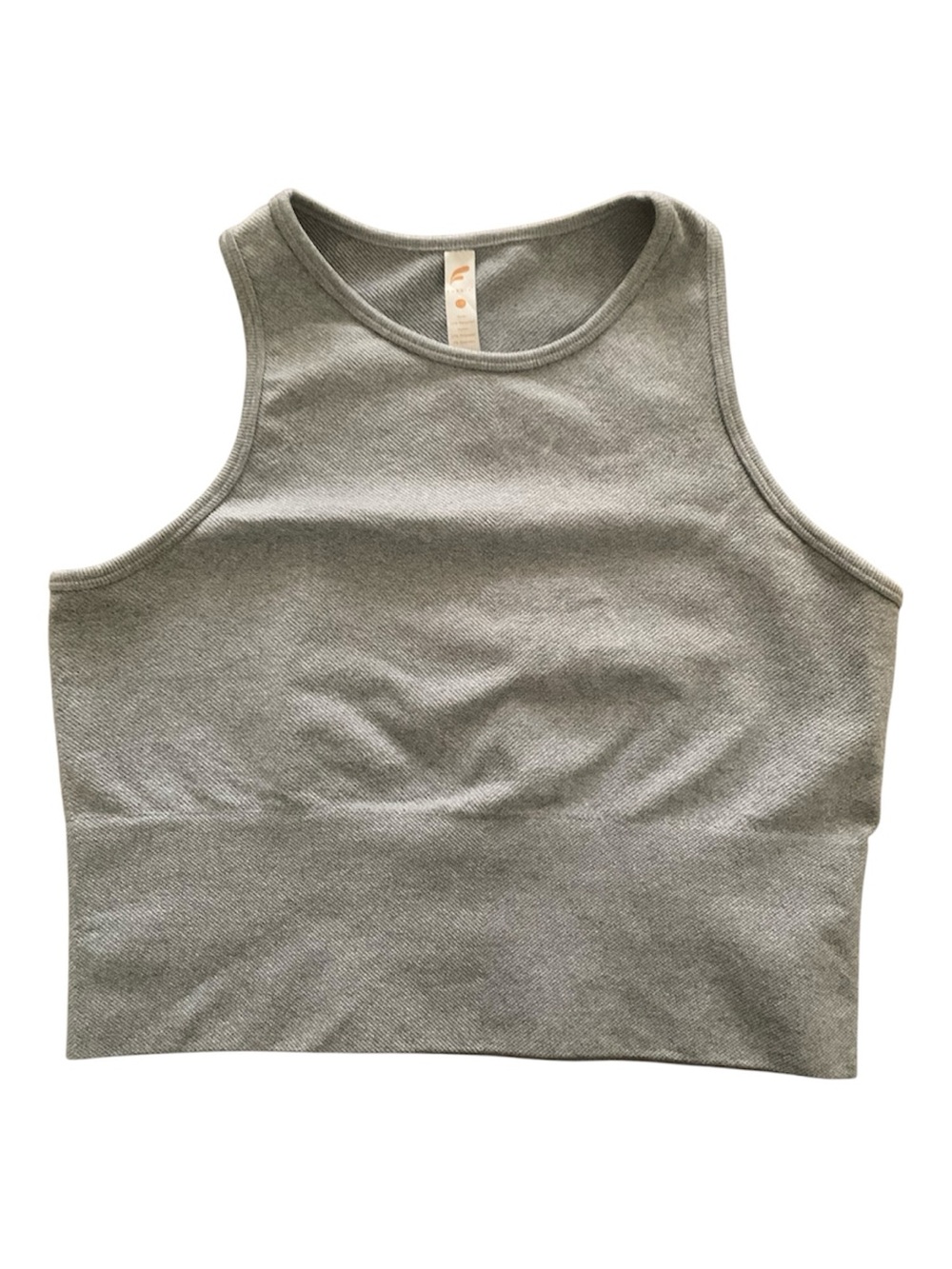 Fabletics Gray Ribbed Racerback Cropped Tank